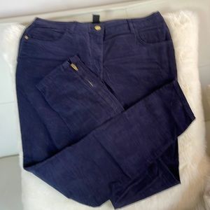 H&M navy blue corduroy pants with zip ankle. Size 8.